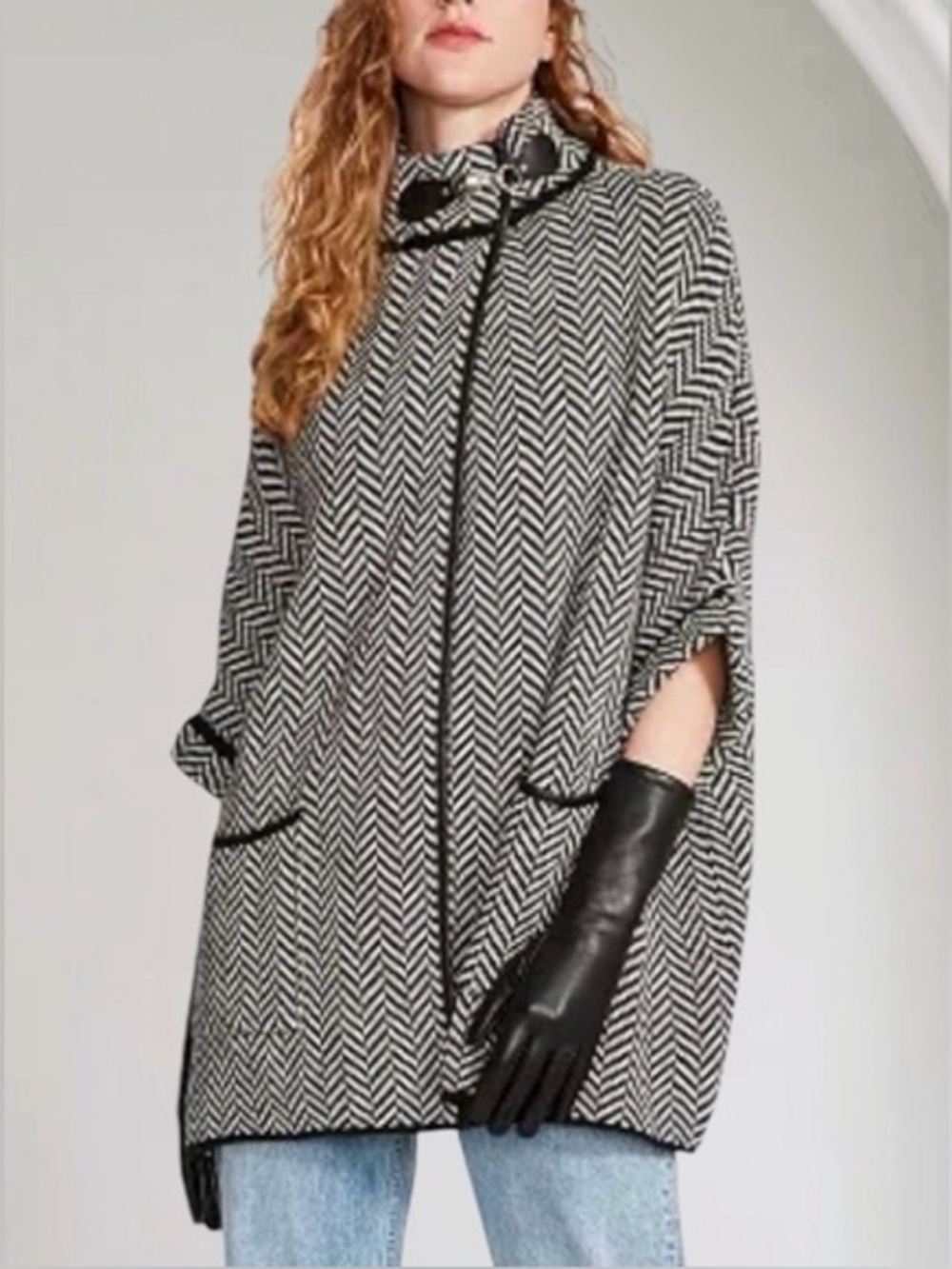 Apt 9 Black & White Herringbone Open-Front Women's Sweater Cardigan
